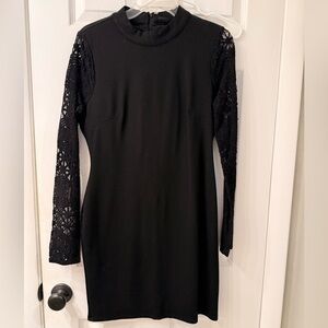 Elegant Black Lace Sleeve Dress